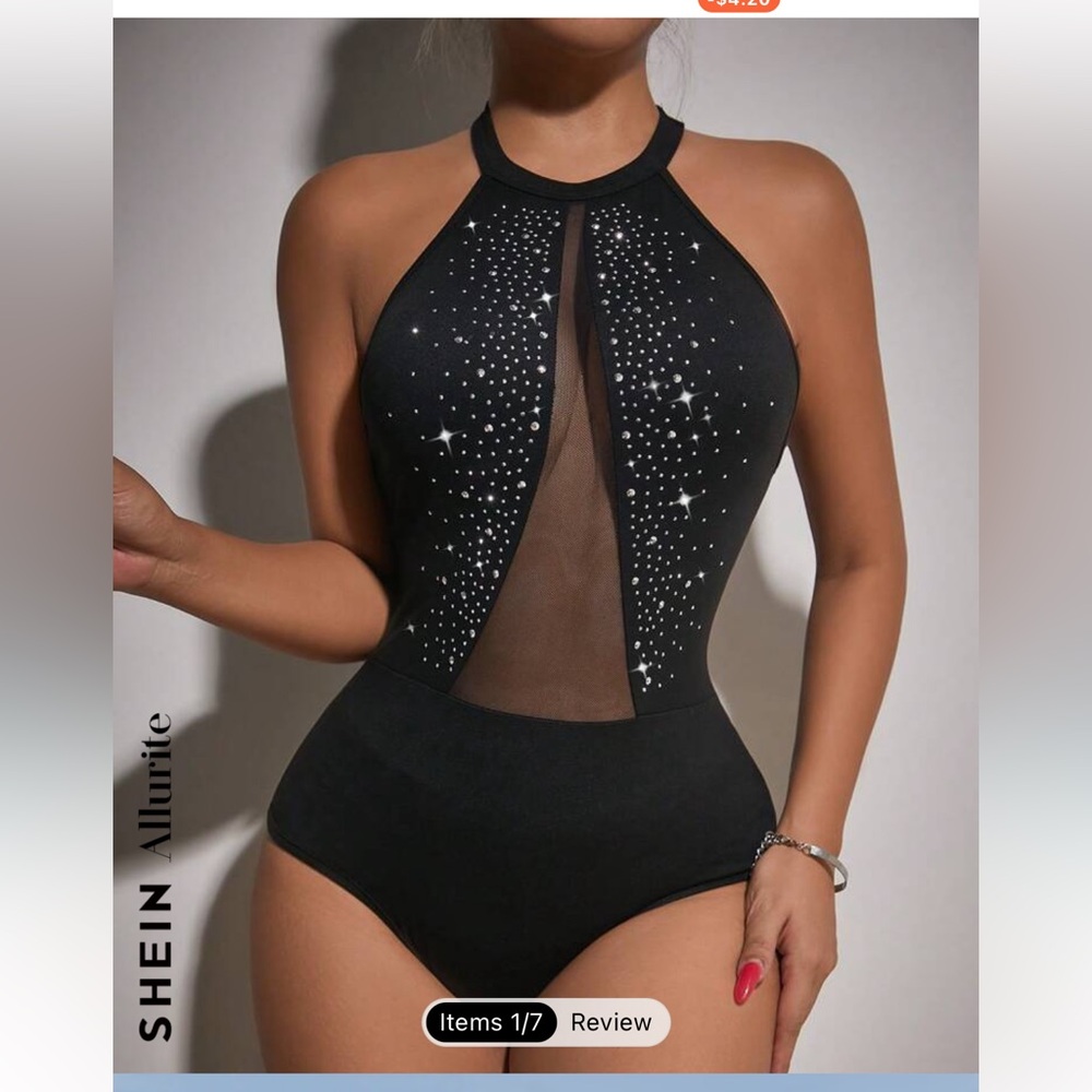 Sexy rhinestone bodysuit